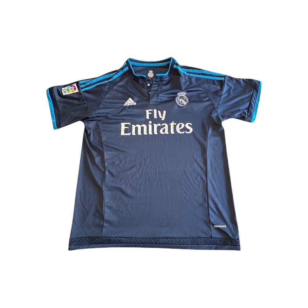 Madrid Jersey Fly Emirates Adidas Mens Soccer LFP Climacool Size XL Fits Medium